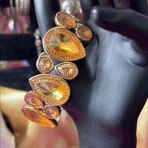 Ornate Gold and Orange Filigree Bracelet